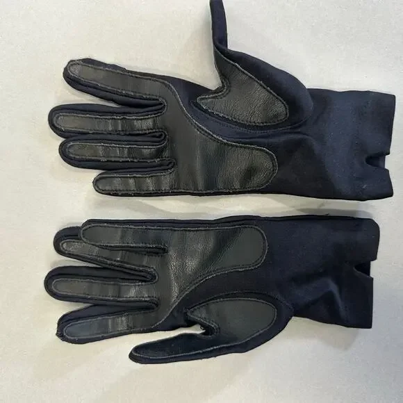 Vintage 80s Isotoner black nylon‎ Stretchy driving liner gloves one size - Picture 6 of 11
